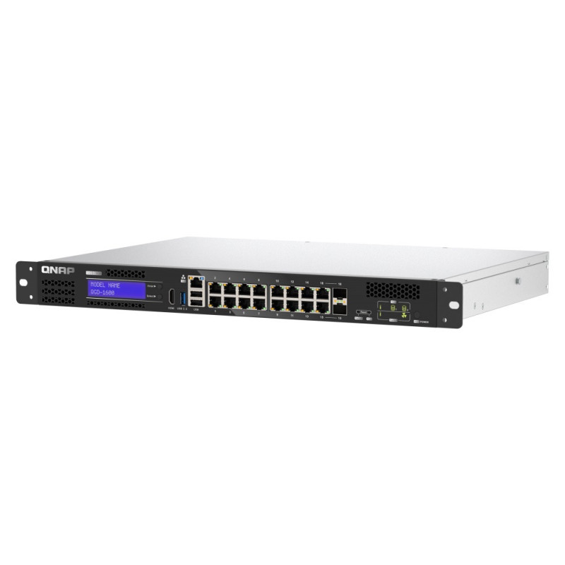 QNAP riadený switch QGD-1600-8G (16x GbE, 4core CPU, 8GB RAM, 2x 2,5" SATA, 2x PCIe, 1x HDMI, 3x USB)