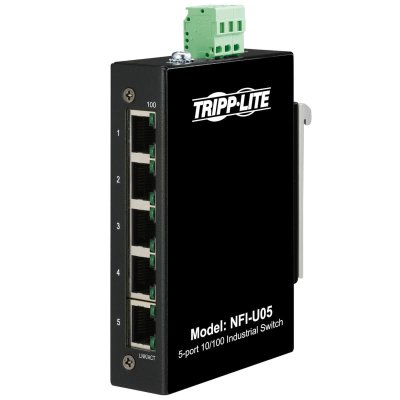 Tripplite Prepínač 5x zdroj Unmanaged Ethernet Switch, 10/100Mb/s, -40 ° ... 75 ° C, montáž DIN / doska