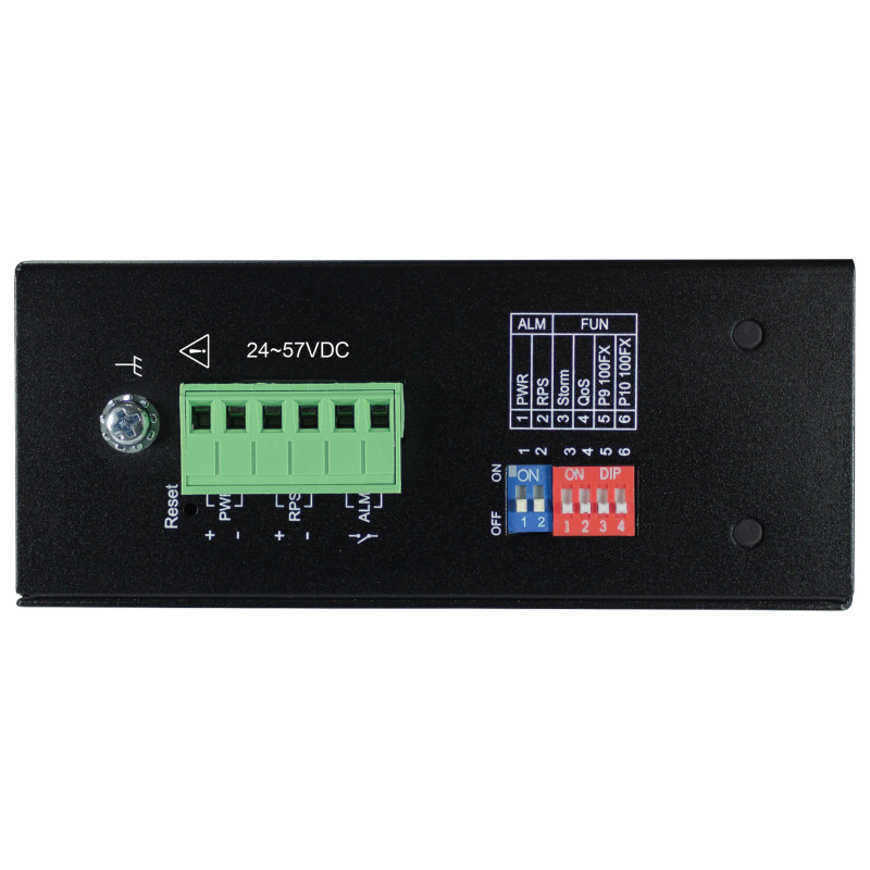 Prepínač 8x zdroj Unmanaged Ethernet Switch, 10/100/1000Mb/s, 2GbE SFP, PoE+ 30W, -40°?+75°C, DIN