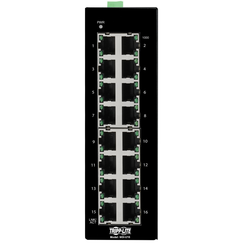Prepínač 16x zdroj Unmanaged Ethernet Switch, 10/100/1000Mb/s, montáž DIN