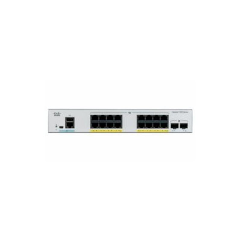 Catalyst C1000-16P-2G-L, 16x 10/100/1000 Ethernet PoE+ portu a 120W PoE budget, 2x 1G SFP uplinks