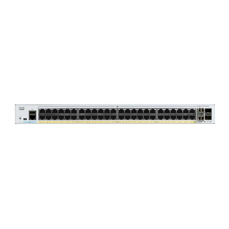 Catalyst C1000-48FP-4G-L, 48x 10/100/1000 Ethernet PoE+ portu a 740W PoE budget, 4x 1G SFP uplinks