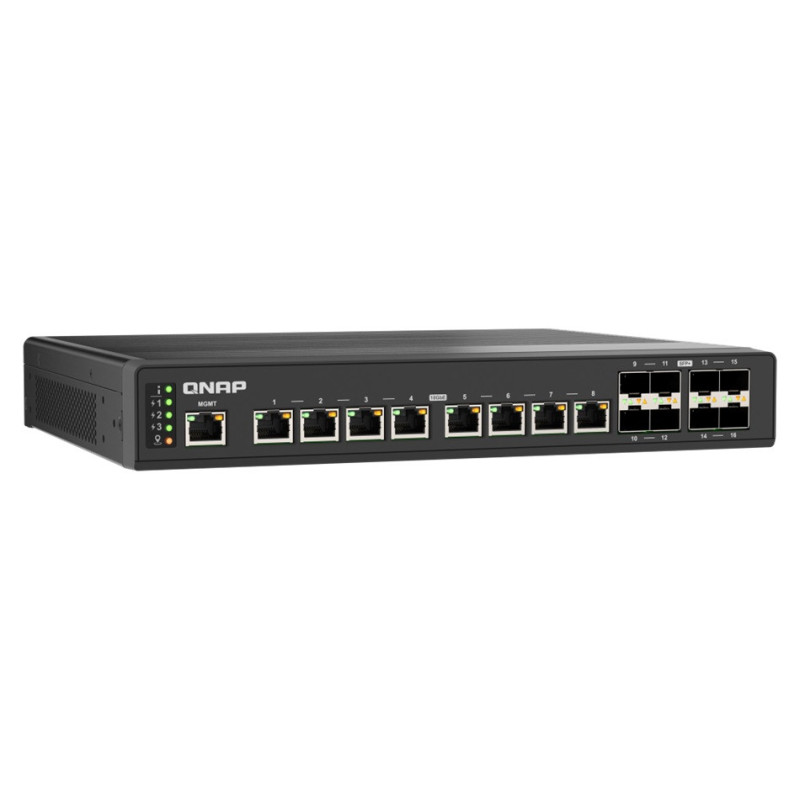 QNAP riadený priemyselný switch QSW-IM3216-8S8T: 16x 10G porty (8x 10Gb SFP+ a 8x 10Gb RJ-45)