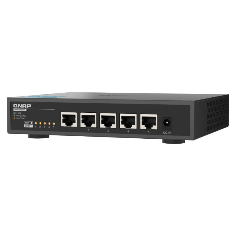 QNAP switch QSW-3205-5T (5x 10GbE port, pasiv. chladenie, podpora 100M/1G/2,5G/5G a 10G)