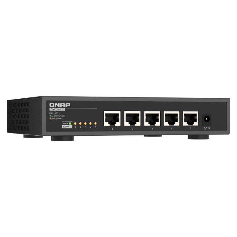 QNAP switch QSW-3205-5T (5x 10GbE port, pasiv. chladenie, podpora 100M/1G/2,5G/5G a 10G)