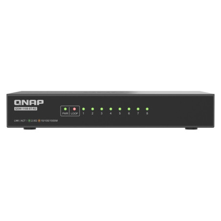 QNAP switch QSW-1108-8T-R2 (8x 2,5GbE port, pasívne chladenie, podpora 100M/1G/2,5G)