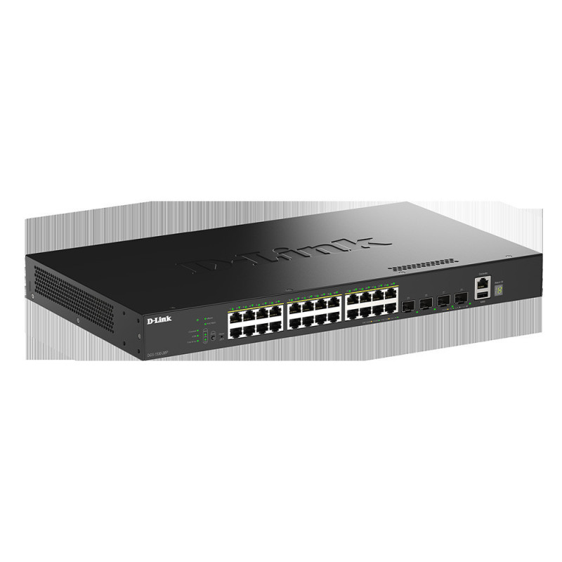 D-Link DGS-1530-28P/E 24 Portov GE PoE(30W) + 4 Porty 10G SFP+ Smart Managed Switch, 370W