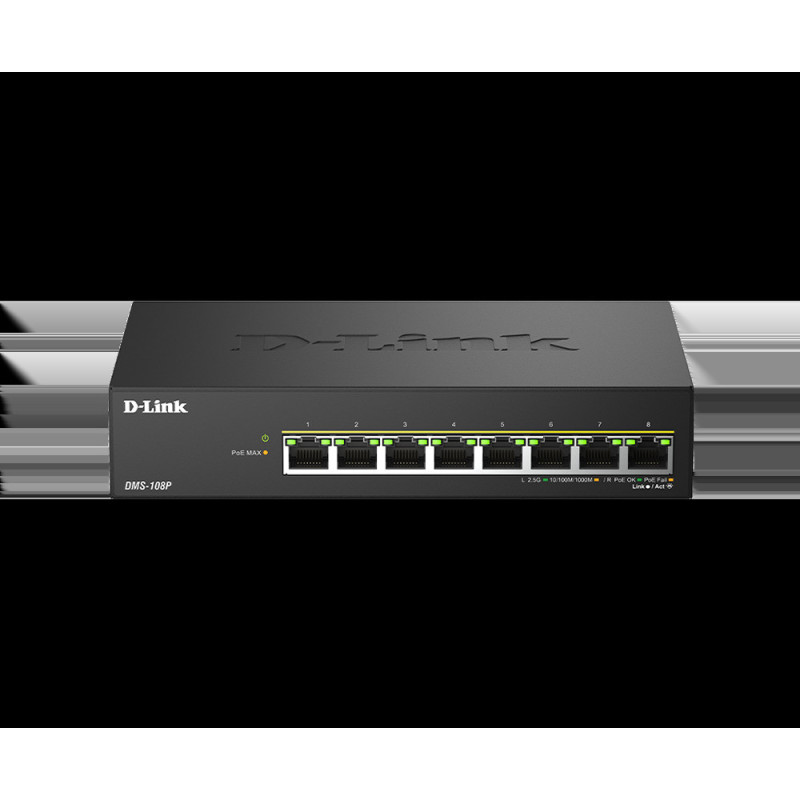 D-Link DMS-108P/E, 8x 2.5G PoE, Unmanaged Switch, Metal
