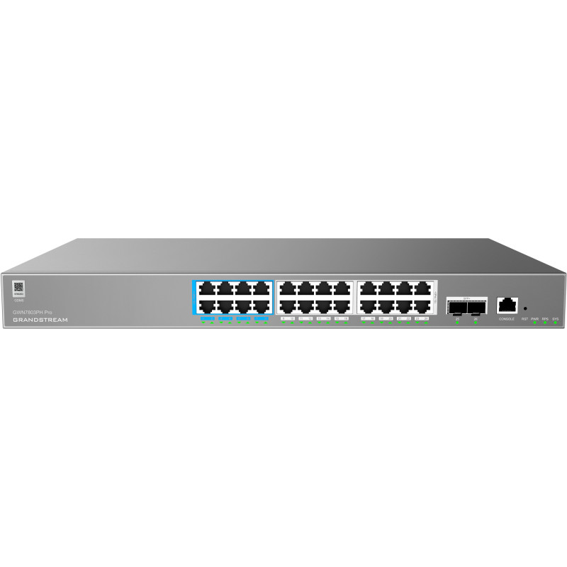 Grandstream GWN7803PH Pro L2++, Managed switch, 24x 1Gb RJ45, PoE, SFP+