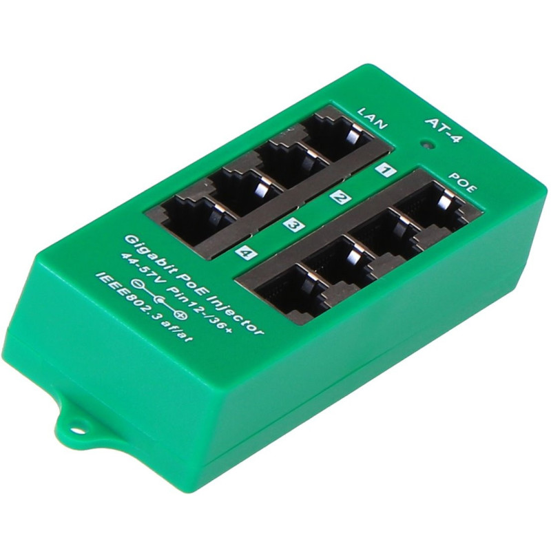 MaxLink Gigabitový 4-portový PoE panel, 802.3af/at