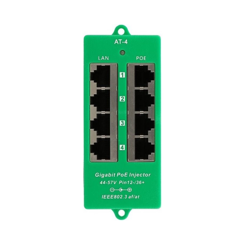 MaxLink Gigabitový 4-portový PoE panel, 802.3af/at