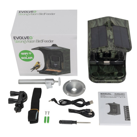 EVOLVEO StrongVision BirdFeeder - Chytré krmítko pre vtáky s kamerou a solárnym panelom