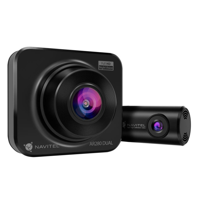 NAVITEL AR280 DUAL moderná kompaktná autokamera so zadnou kamerou na sledovanie situácie za autom