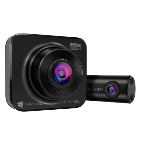 NAVITEL AR280 DUAL moderná kompaktná autokamera so zadnou kamerou na sledovanie situácie za autom