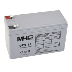 MHPower GE9-12 Gélový akumulátor 12V/9Ah, Faston F2 - 6,3mm, Deep Cycle