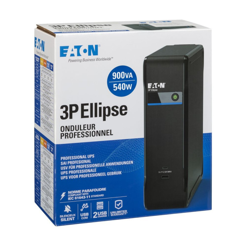 Eaton UPS1/1fáza, 900VA - 3P Ellipse 900 USB FR