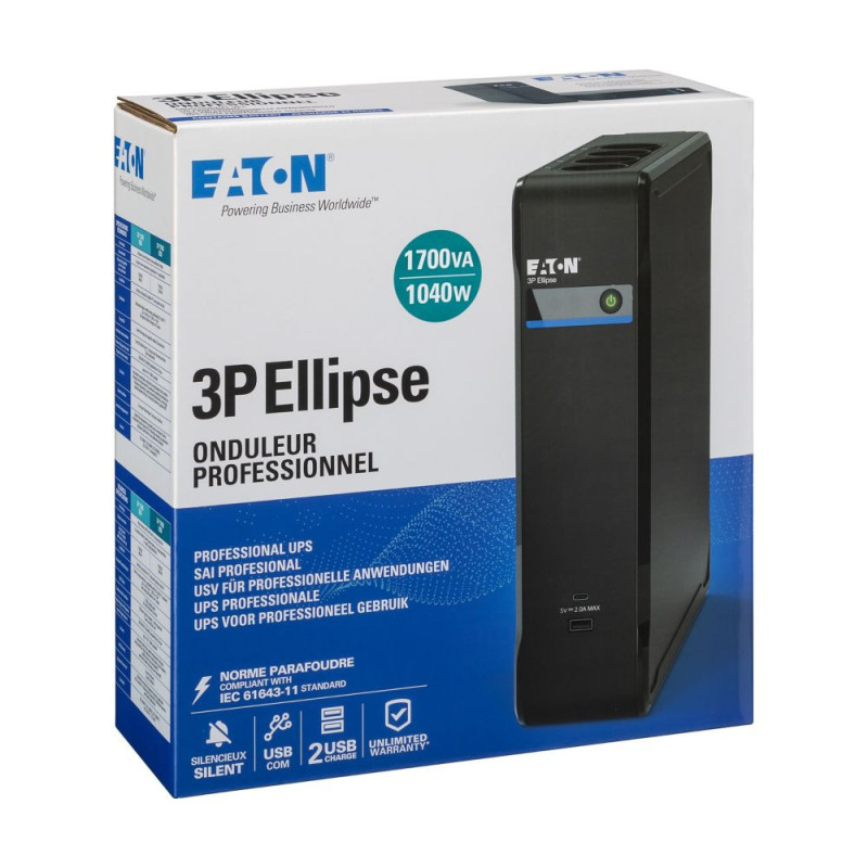 Eaton UPS 1/1 fáza, 1,7 kVA- 3P Ellipse 1700 USB IEC