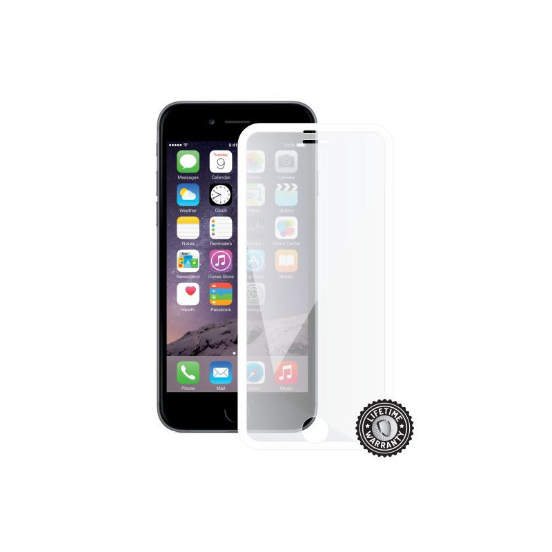 Screenshield™ APPLE iPhone 6/6S Tempered Glass protection display (full COVER white metalic frame)