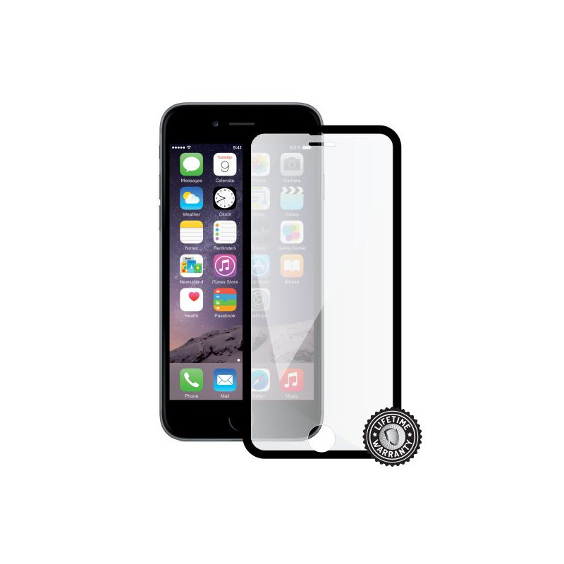 Screenshield™ APPLE iPhone 6/6S Tempered Glass protection display (full COVER black metalic frame)