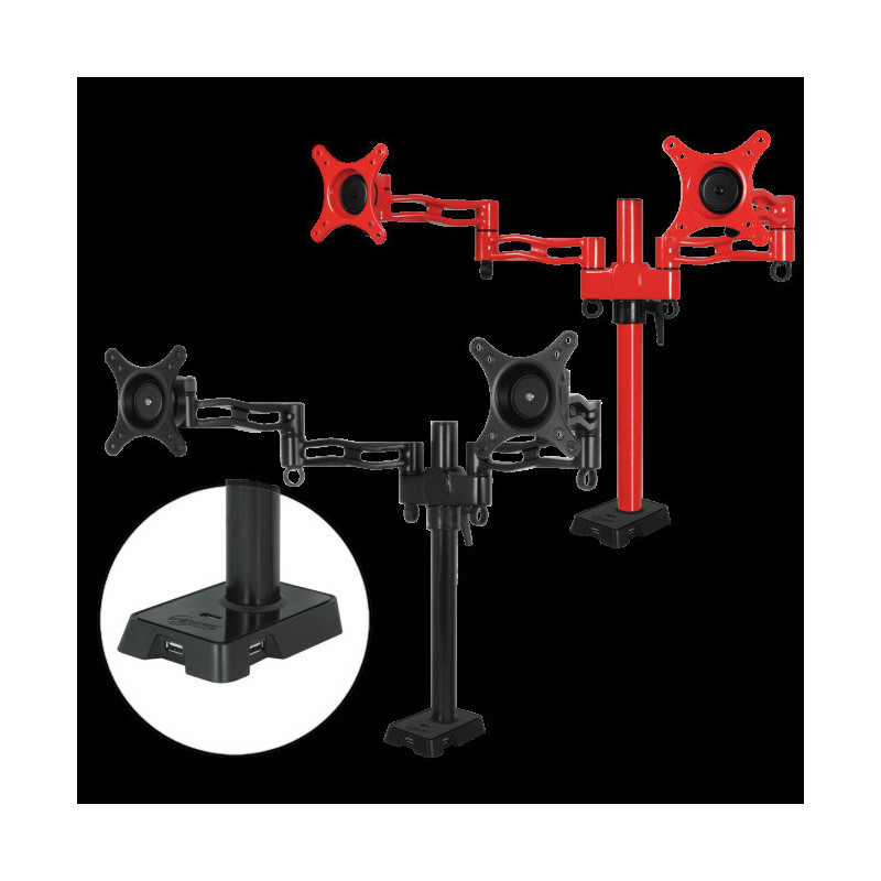 ARCTIC Z2 red - dual monitor arm with USB Hub inte
