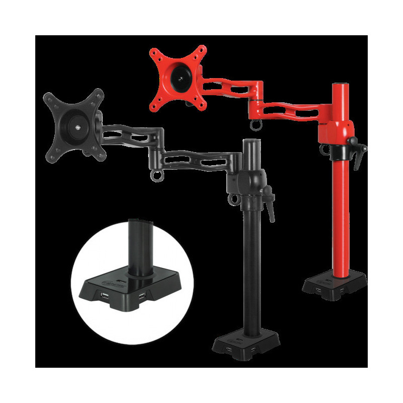 ARCTIC Z1 red - single monitor arm with USB Hub in