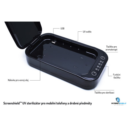 Screenshield™ UV sterilizátor pre mobilné telefóny a drobné predmety (čierna)