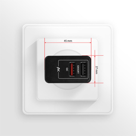 AXAGON ACU-QS24, QC & SMART nabíjačka do siete 24W, 2x USB-A port, QC3.0/AFC/FCP + 5V/1.2A