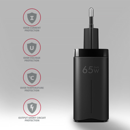 AXAGON ACU-DPQ65, GaN nabíjačka do siete 65W, 3x port (USB-A + dual USB-C), PD3.0/QC4+/PPS/Apple