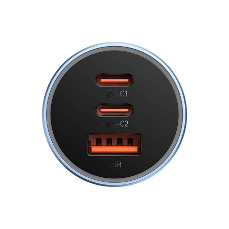 Baseus CGJP010013 Nabíjačka do Autá Triple Quick Charger USB/USB-C/USB-C 65W Dark Grey