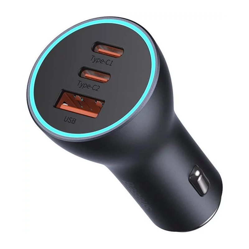 Baseus CGJP010013 Nabíjačka do Autá Triple Quick Charger USB/USB-C/USB-C 65W Dark Grey