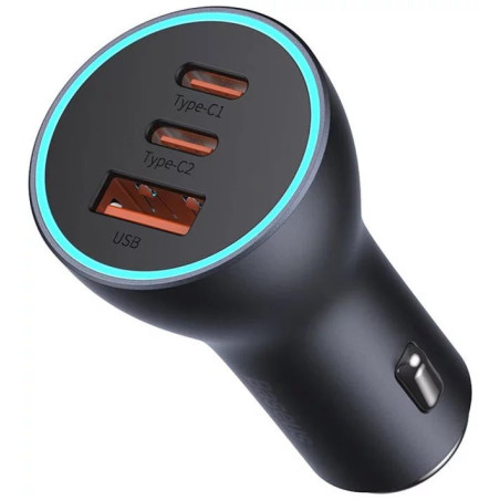 Baseus CGJP010013 Nabíjačka do Autá Triple Quick Charger USB/USB-C/USB-C 65W Dark Grey
