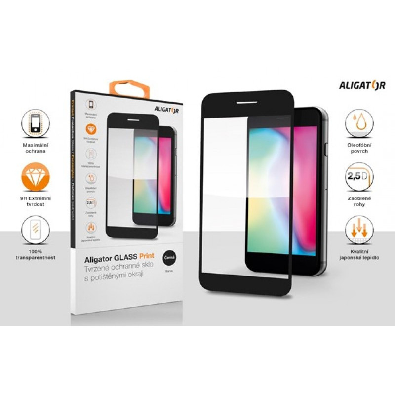 Aligator ochranné sklo PRINT pre Iphone 12 mini čierna
