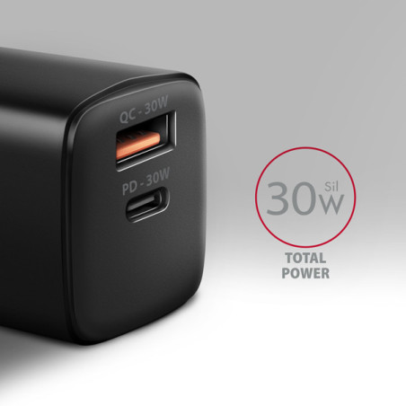 AXAGON ACU-PQ30 Síl nabíjačka do siete 30W, 2x port (USB-A + USB-C), PD3.0/PPS/QC4+/SFC/AFC/Apple