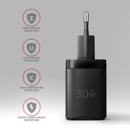 AXAGON ACU-PQ30 Síl nabíjačka do siete 30W, 2x port (USB-A + USB-C), PD3.0/PPS/QC4+/SFC/AFC/Apple