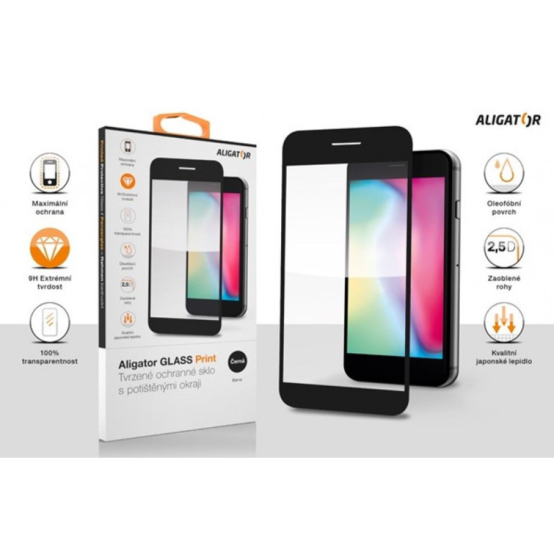 Aligator ochranné tvrdené sklo GLASS PRINT, Xiaomi 12T, čierna, celoplošné lepenie