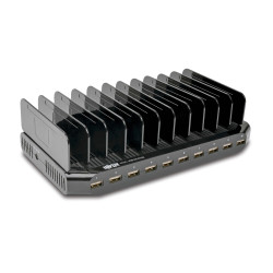 USB nabíjacia stanica s úložným priestorom, výstup 10x 12V, 8A, 96W, napájací kábel Schuko
