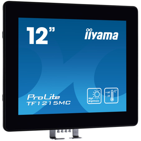 12" iiyama TF1215MC-B1: IPS, XGA, capacitive, 10P, 540cd/m2, VGA, DP, HDMI, IP65, Ball Drop, čierny