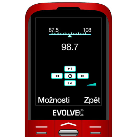 EVOLVEO EasyPhone XO, mobilný telefón pre seniorov s nabíjacím stojanom (červená farba)