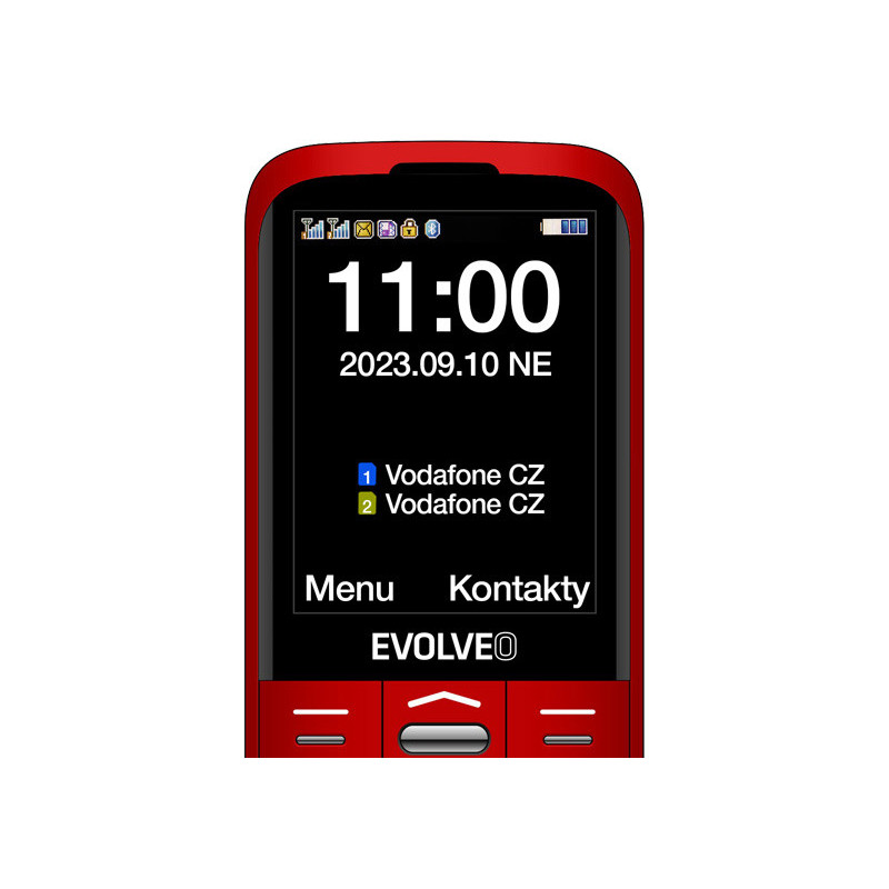 EVOLVEO EasyPhone XO, mobilný telefón pre seniorov s nabíjacím stojanom (červená farba)