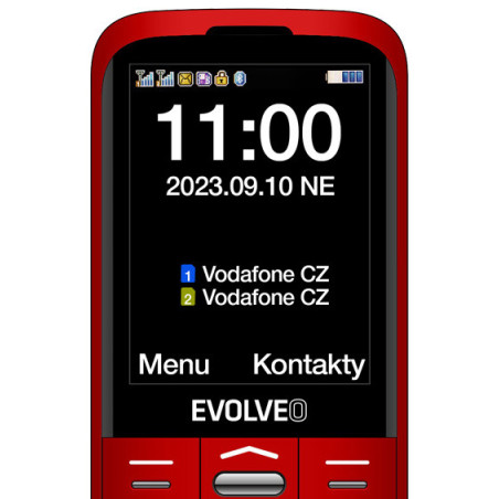EVOLVEO EasyPhone XO, mobilný telefón pre seniorov s nabíjacím stojanom (červená farba)