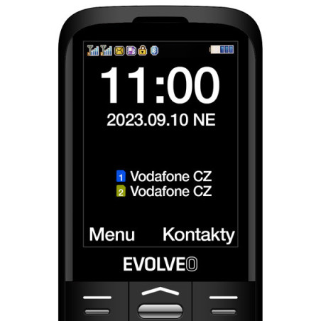 EVOLVEO EasyPhone XO, mobilný telefón pre seniorov s nabíjacím stojanom (čierna farba)