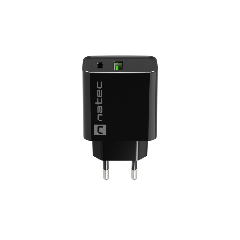 Univerzálna nabíjačka Natec RIBERA 20W 1X USB-A + 1X USB-C, čierna