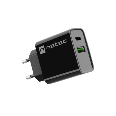 Univerzálna nabíjačka Natec RIBERA 20W 1X USB-A + 1X USB-C, čierna