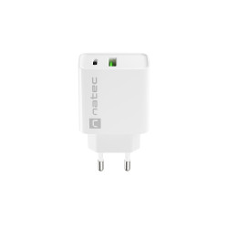 Univerzálna nabíjačka Natec RIBERA 20W 1X USB-A + 1X USB-C, biela