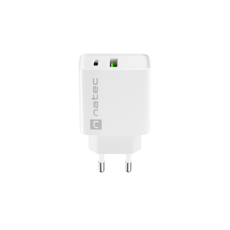 Univerzálna nabíjačka Natec RIBERA 20W 1X USB-A + 1X USB-C, biela