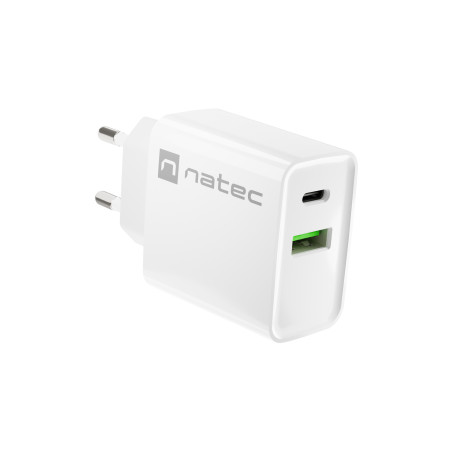 Univerzálna nabíjačka Natec RIBERA 20W 1X USB-A + 1X USB-C, biela