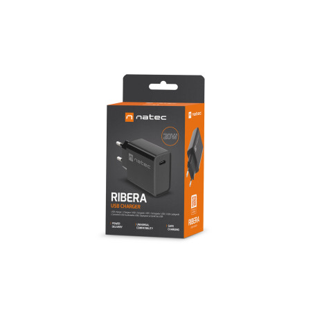 Univerzálna nabíjačka Natec RIBERA 20W 1X USB-C, čierna