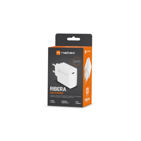 Univerzálna nabíjačka Natec RIBERA 20W 1X USB-C, biela