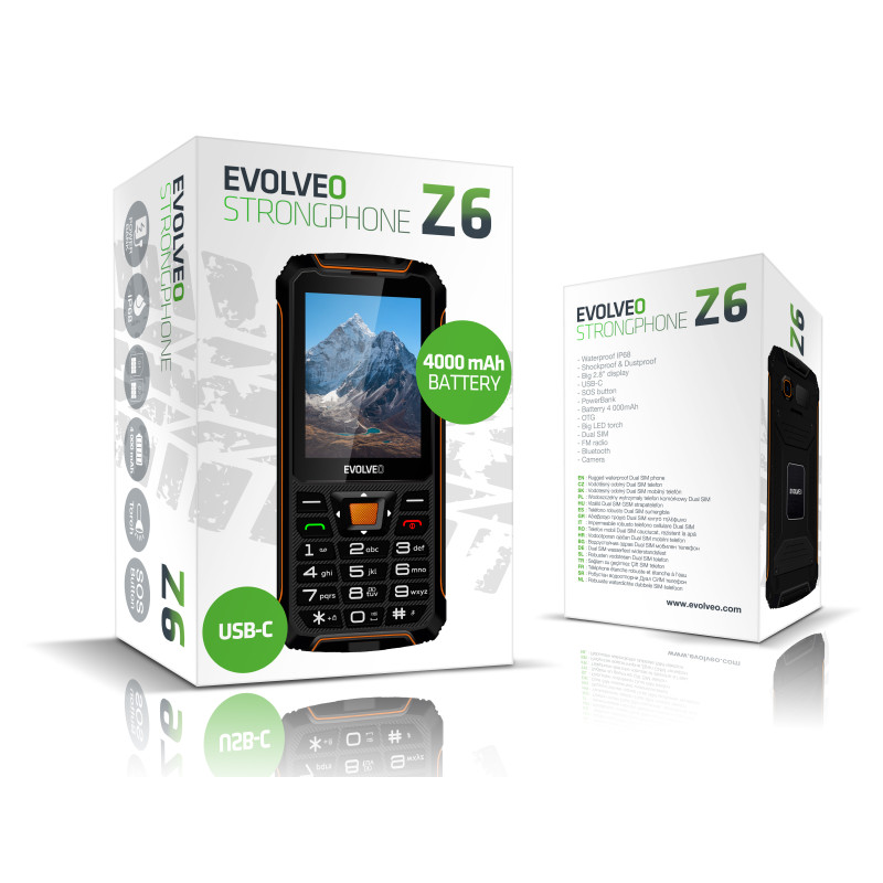 EVOLVEO StrongPhone Z6, vodotesný odolný Dual SIM telefón, čierno-oranžová