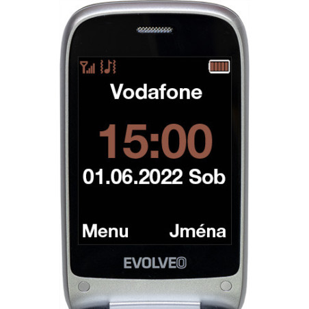EVOLVEO EasyPhone FS, vyklápací mobilný telefón 2.8" pre seniorov s nabíjacím stojanom (červená farba